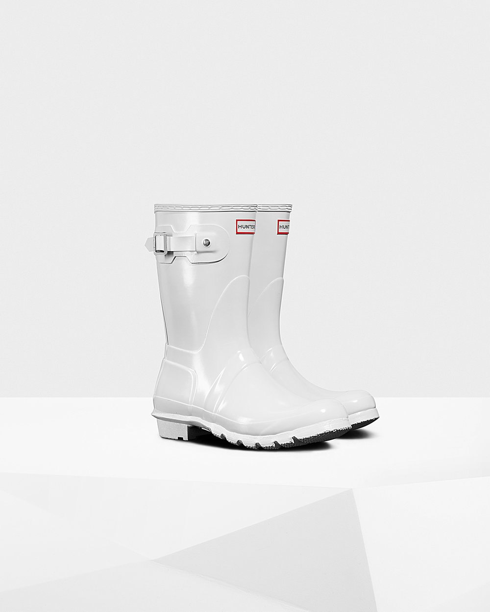 Womens Short Rain Boots - Hunter Original Gloss (39KFGUEPQ) - White